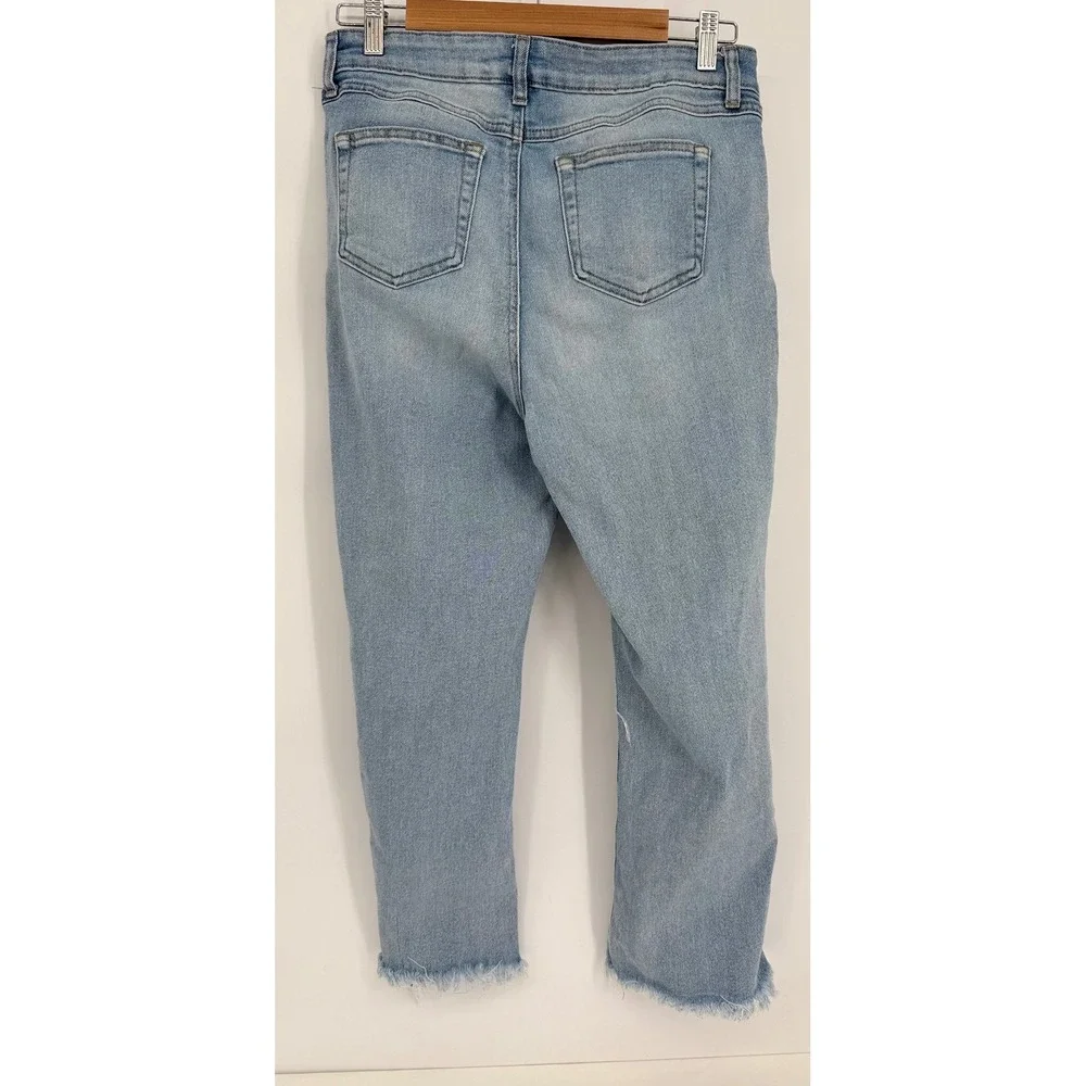 By Rewash Brand Distressed Straight Leg Jeans Light Wash Blue Sz 11/30